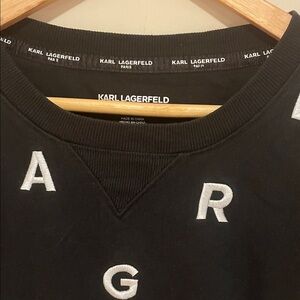 Karl Lagerfeld Black Crewneck Sweatshirt with White Lettering